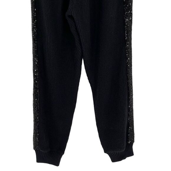 INC International Concepts Sequined Knit Jogger Pants Women XL Deep Black NWT - Picture 6 of 7